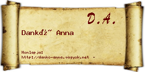 Dankó Anna névjegykártya