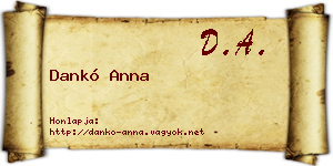 Dankó Anna névjegykártya
